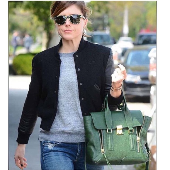 Anthro 7 For All Mankind Bomber Jacket Avec les Filles Strong Shoulder Bomber - Picture 2 of 16